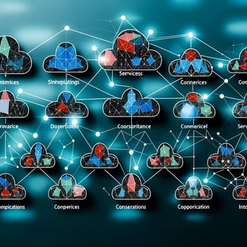 An image of a complex microservices architecture with multiple independent services working together